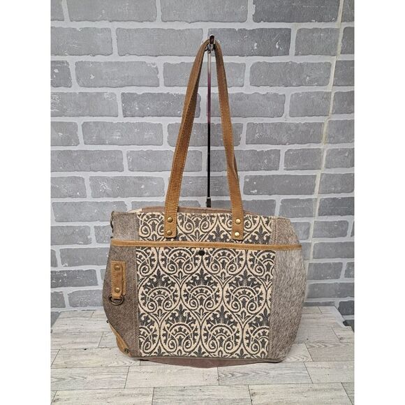 Myra Bag Handbags - Myra Bag Women Ace Opcycled Canvas & Cowhide Messenger Large Crossbody Bag‎